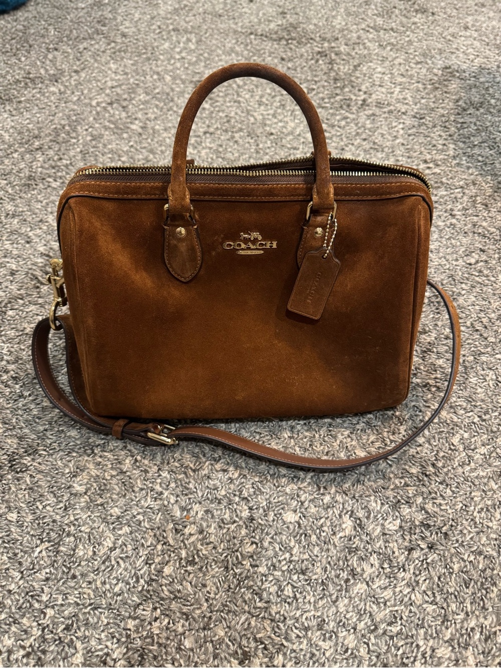Coach Brown Suede Large Rowan